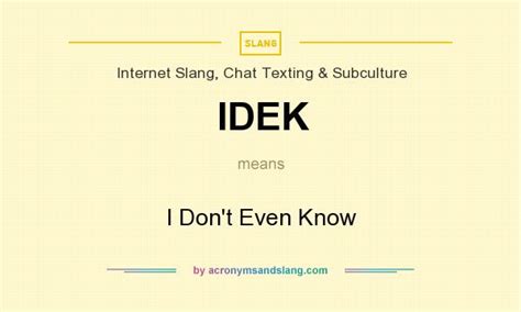 idek mean|short for i don't know.